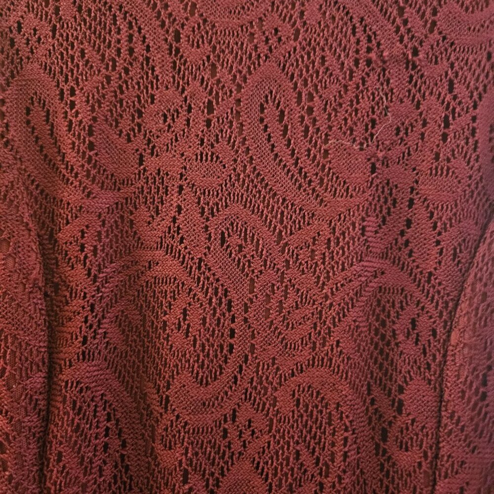 Wine Red boho lace Mini sleeveless Event embroider Whimsigoth cutouts dress M - Picture 11 of 12